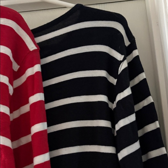 Liz Claiborne vintage Red, Navy  and Black Striped 3/4 Sleeve Tops 
Set of 3 - Picture 7 of 8